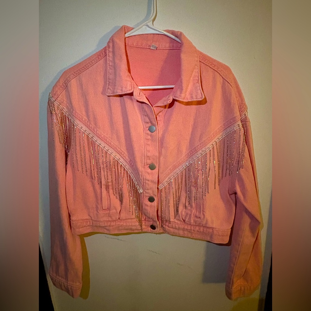 Pink Rhinestone Denim Jacket